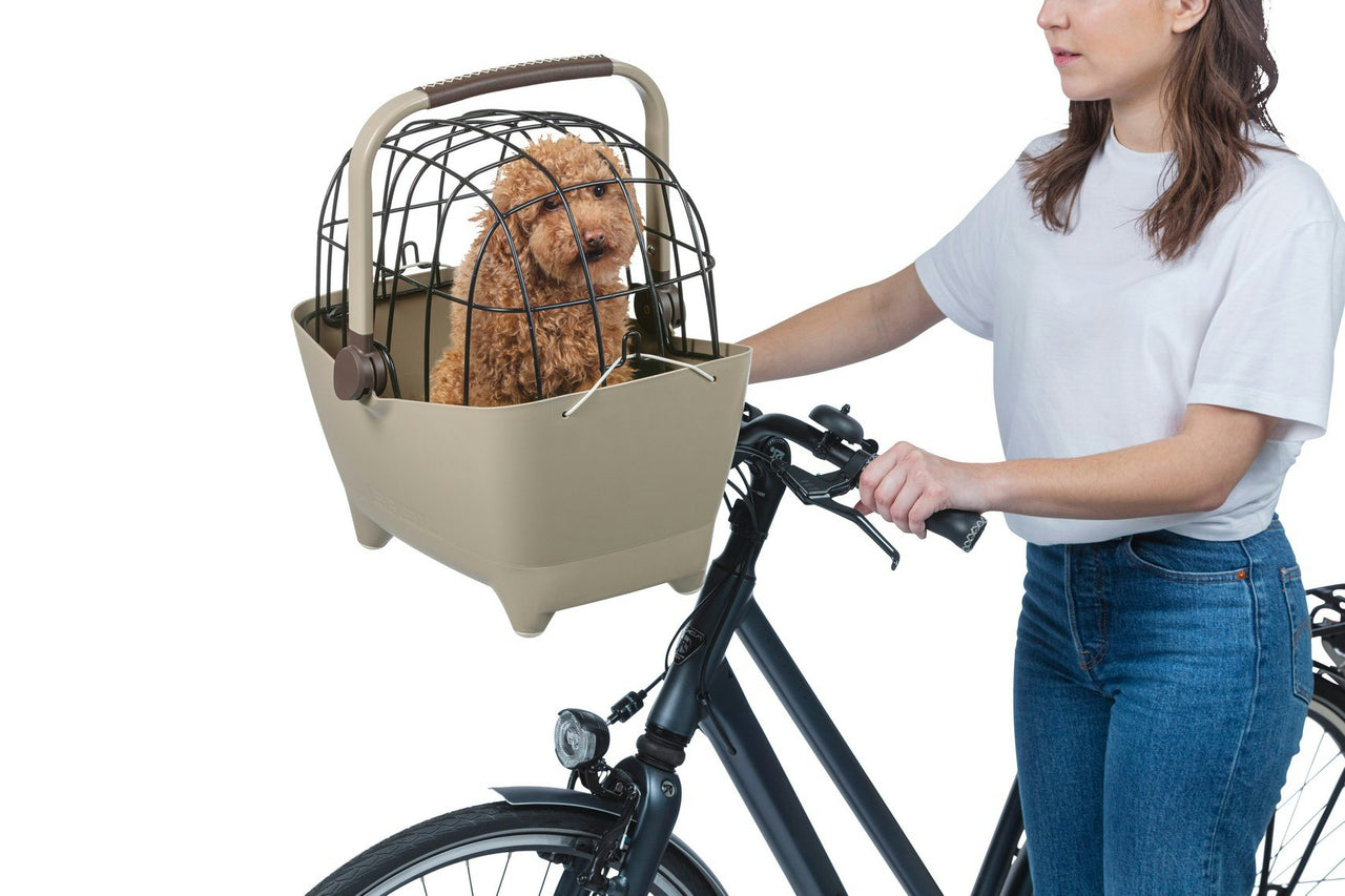 Basil Buddy Pet Front Bike Basket KF Biscotti Brown 32L