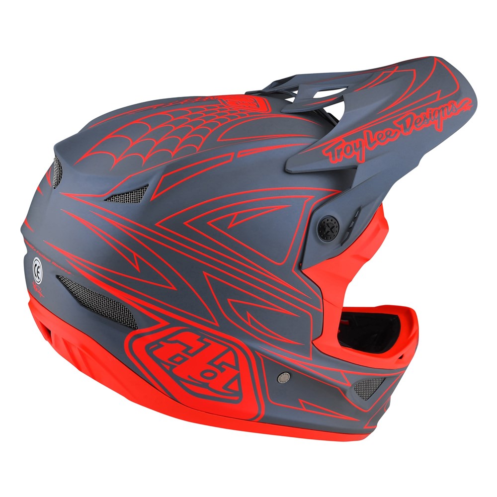 TLD D3 AS Fiberlite Helmet Spiderstripe Grey / Red