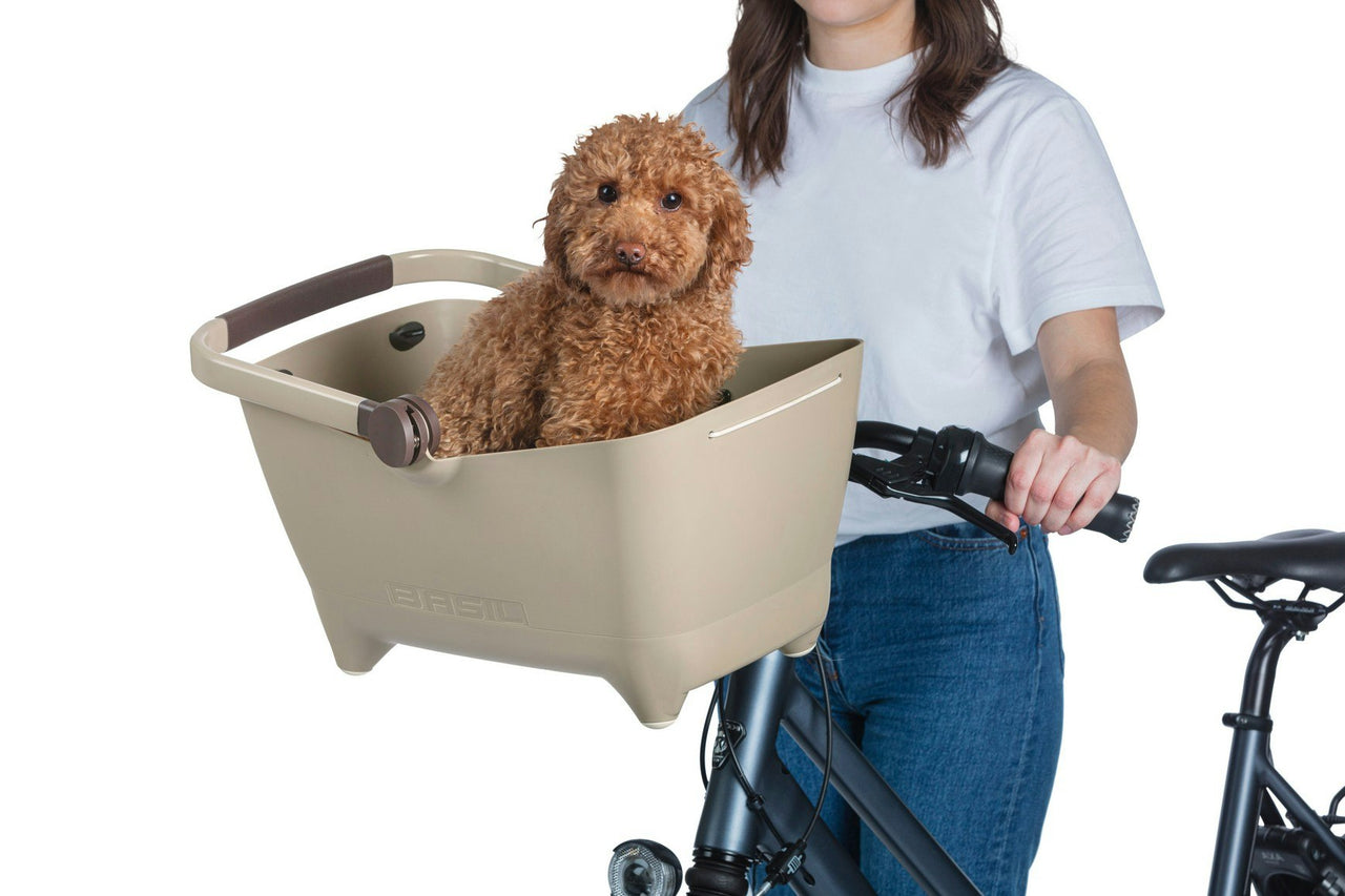 Basil Buddy Pet Front Bike Basket KF Biscotti Brown 32L