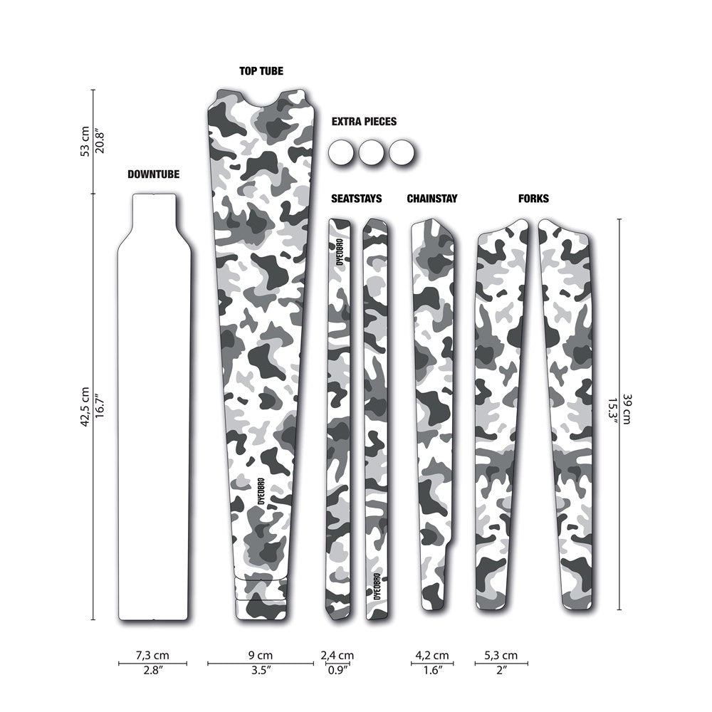 Dyedbro Frame Protection Wrap Gravel Camo White