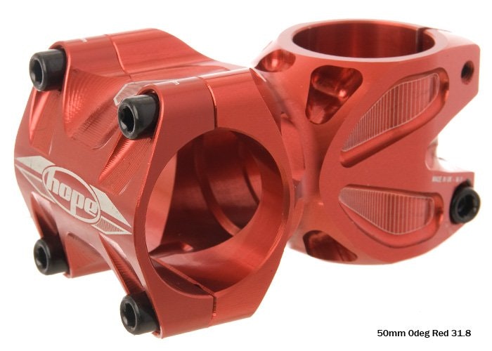 Hope STEM 0 DEGREE OVERSIZE (31.8) RED 50mm - 90mm Length