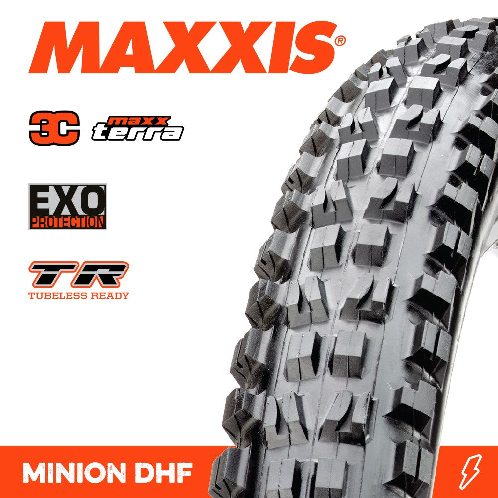 Maxxis Tyre Minion DHF 24 X 2.40 3C Terra EXO TR Fold 120TPI E-25