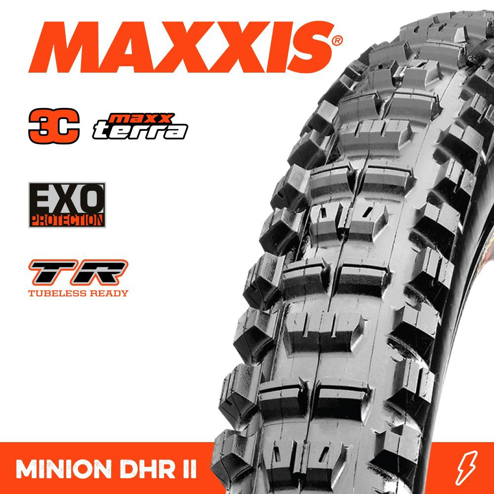 Maxxis Tyre Minion DHR II 27.5 X 2.80 Plus 3C Terra EXO+ TR Fold 60TPI E-25