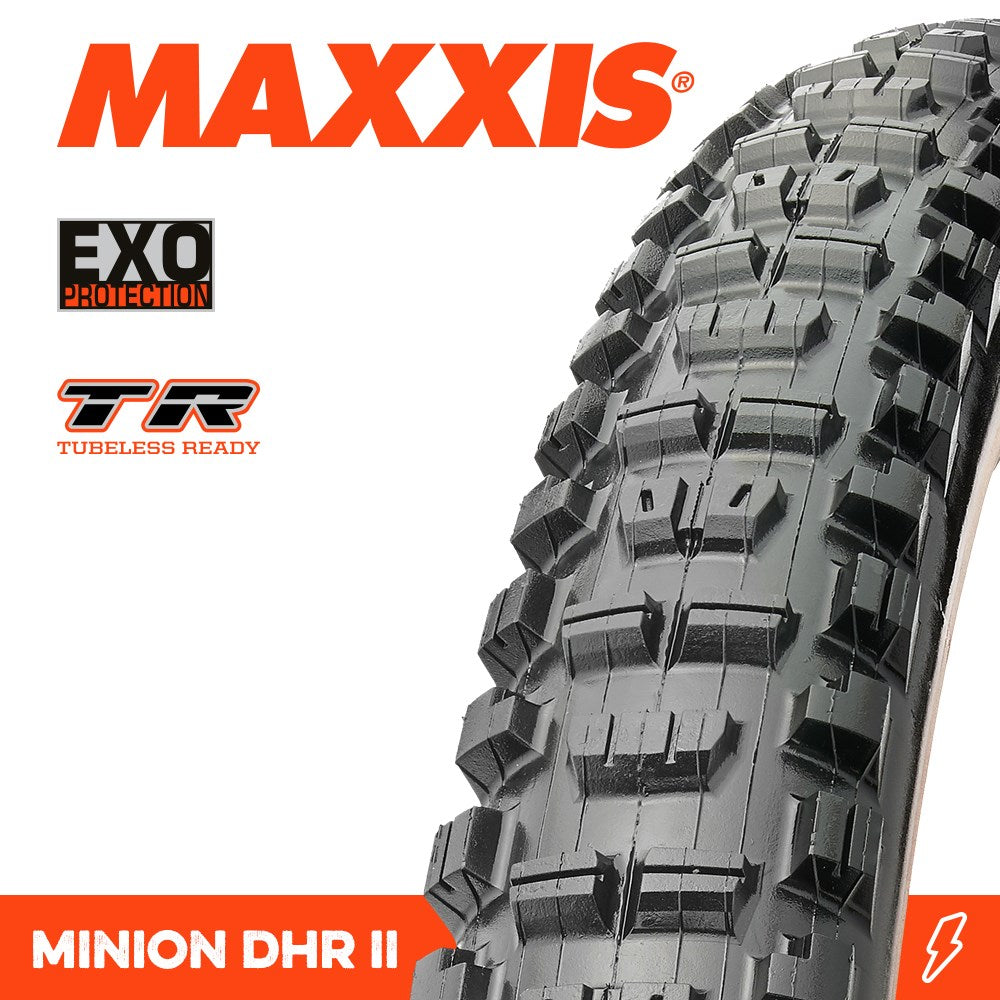 Maxxis Tyre Minion DHR II 27.5 X 2.40 WT EXO TR Tanwall Fold 60TPI E-25