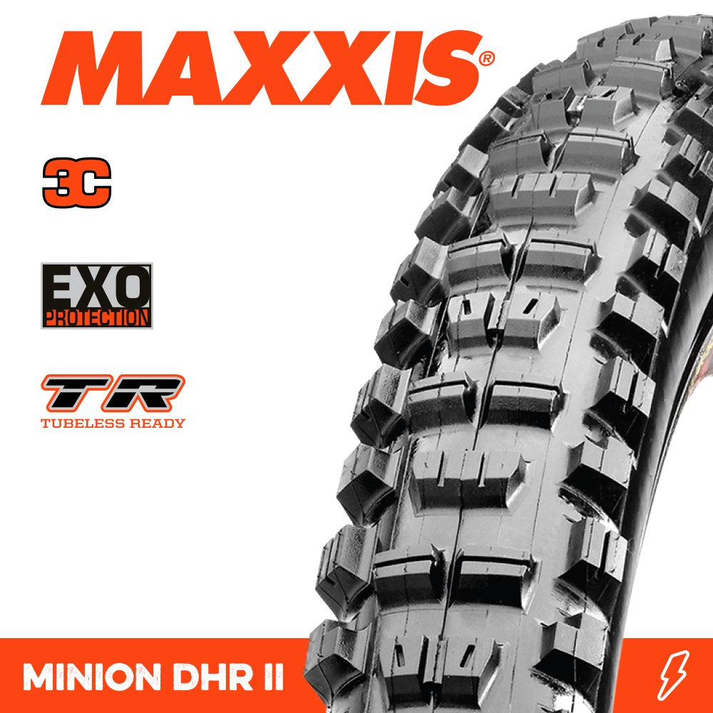 Maxxis Tyre Minion DHR II 26 X 2.40 WT 3C Terra EXO TR Fold 60TPI E-25