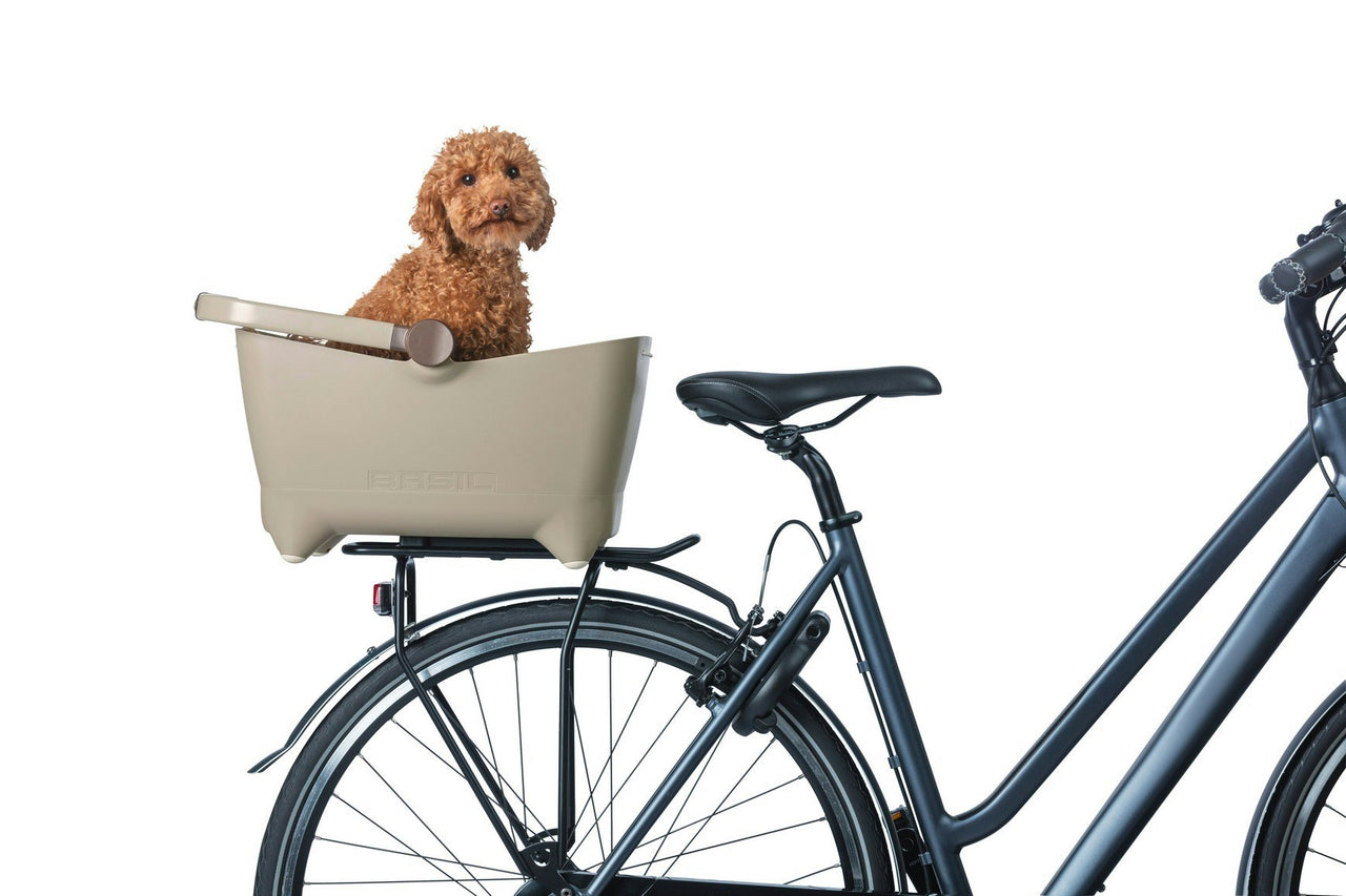 Basil Buddy Bicycle Rear Basket For Pets MIK Biscotti Brown