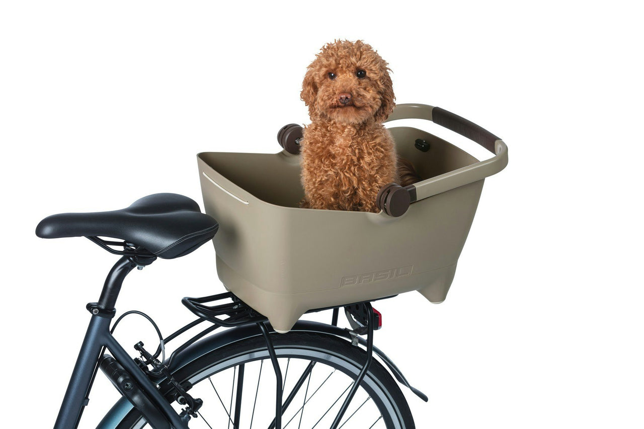 Basil Buddy Bicycle Rear Basket For Pets MIK Biscotti Brown